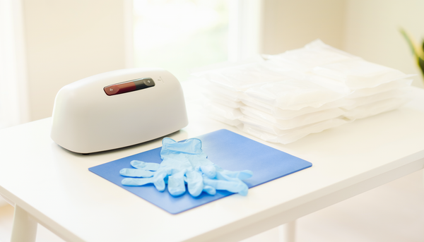 Illustrative photograph of organised high-intensity care supplies and an accessible call button
