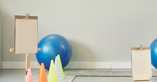 Illustrative photograph of an exercise station prepared for delegated therapy practice