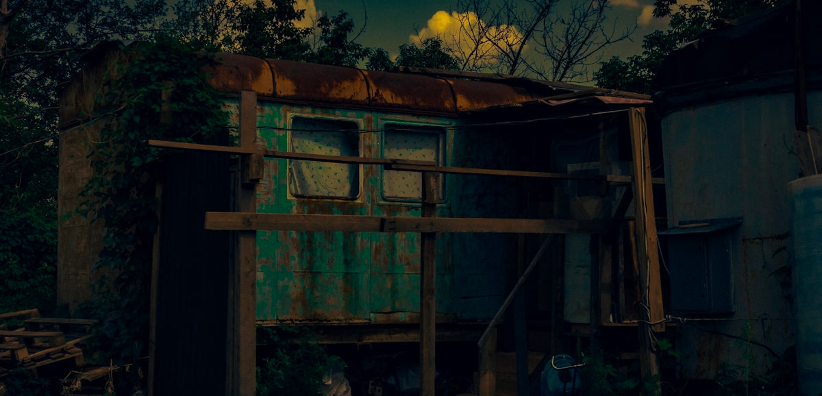 blue 1-storey house