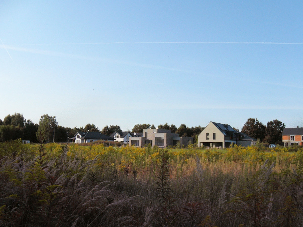 white and brown house near green trees under blue sky during daytime