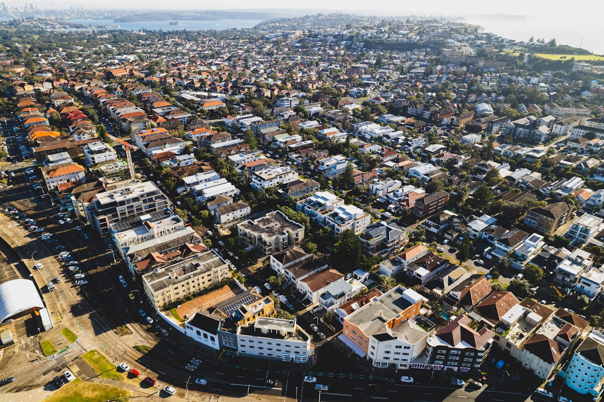 an aerial view of a city