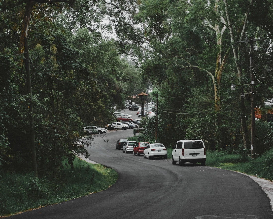 a group of cars parked on the side of a road