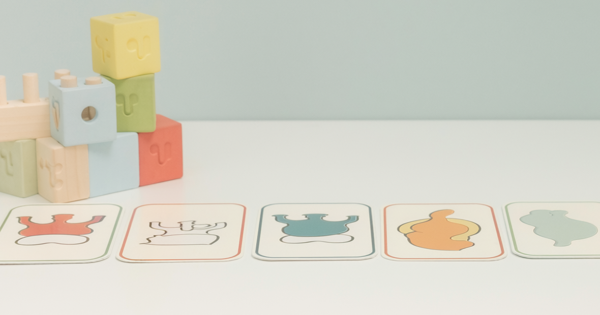 Illustrative photograph of developmental learning blocks and picture cards