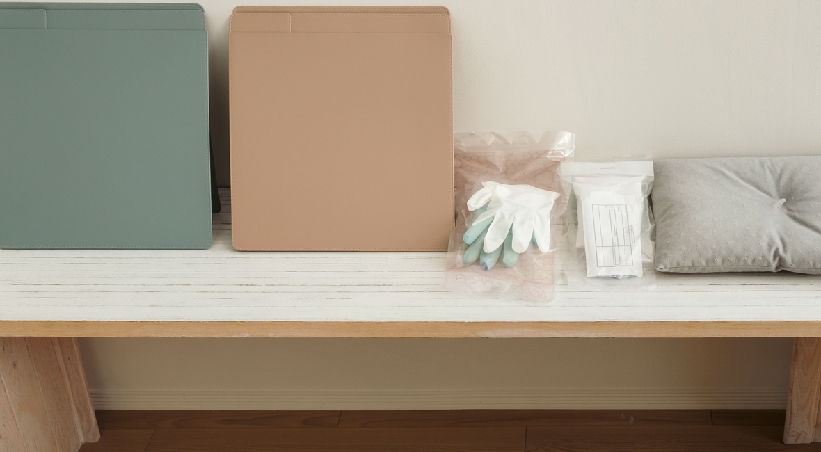 Complex care planning materials on a home care table