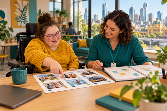Melbourne NDIS participant reviewing support options with a coordinator