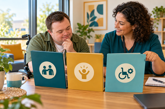 Participant comparing NDIS budget categories with a support coordinator