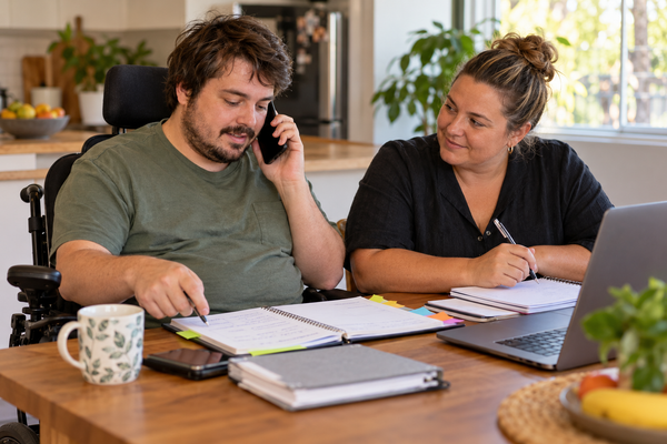 Participant and support worker discussing short-term supports