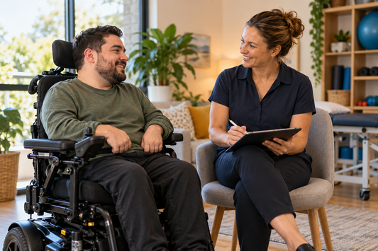 NDIS participant discussing functional support needs with an allied health professional
