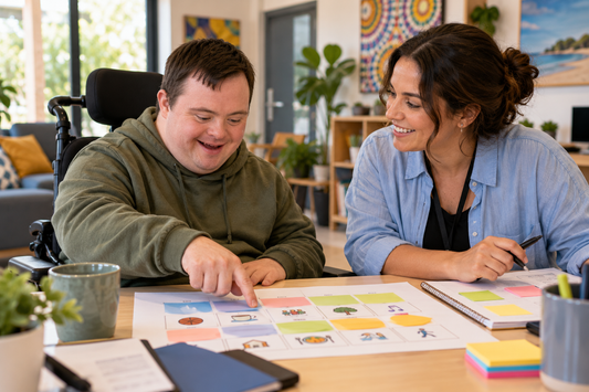NDIS participant and support coordinator planning goals and weekly support routines