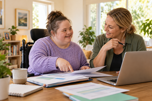 NDIS applicant with disability reviewing supporting evidence and application forms