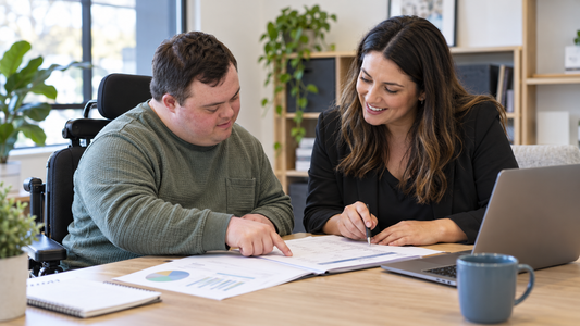 NDIS participant checking an invoice with a plan manager