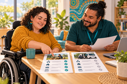 NDIS participant comparing support provider options and service agreement