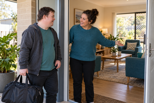 Illustrative scene of a participant arriving for a supported short stay