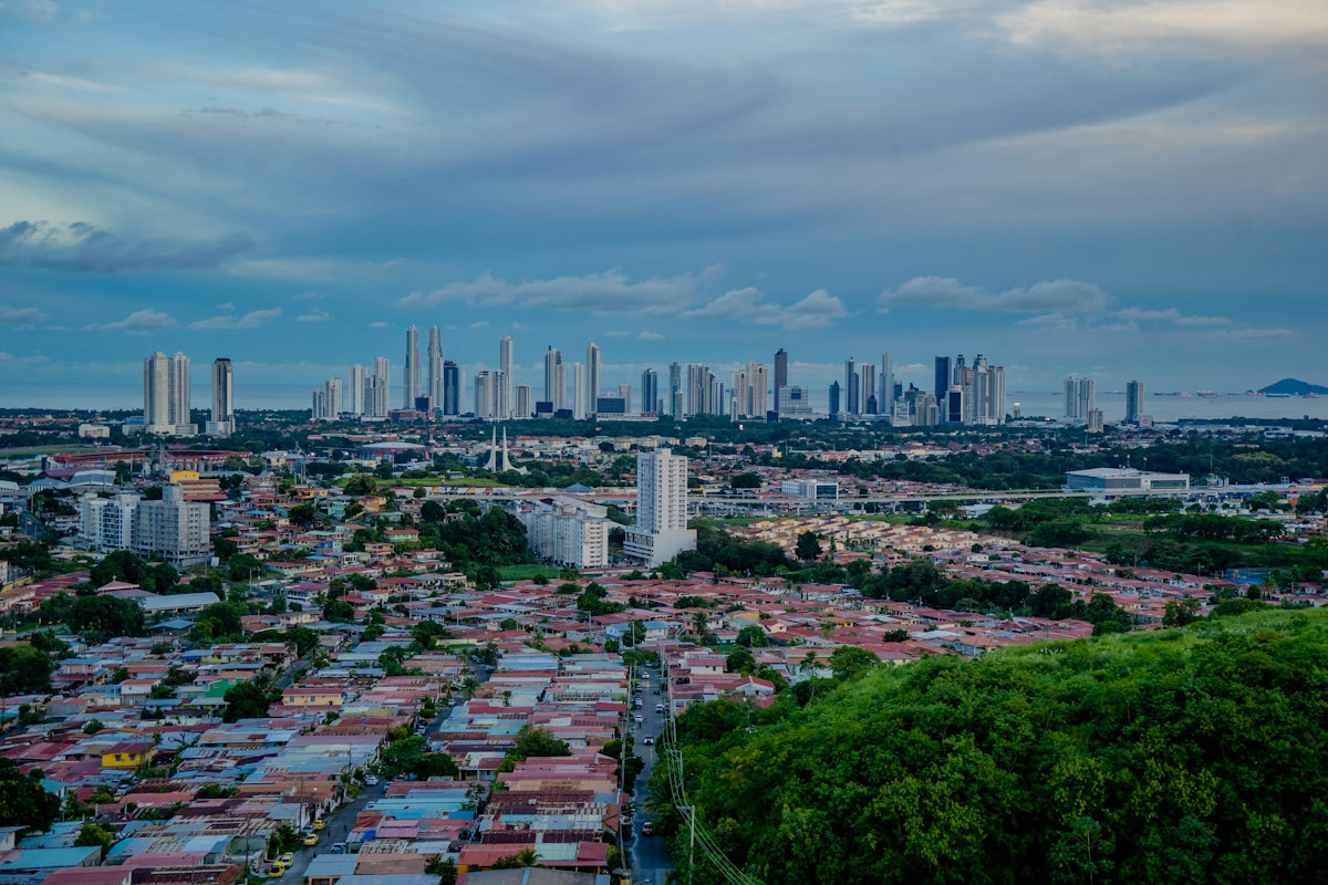 a view of a city with tall buildings