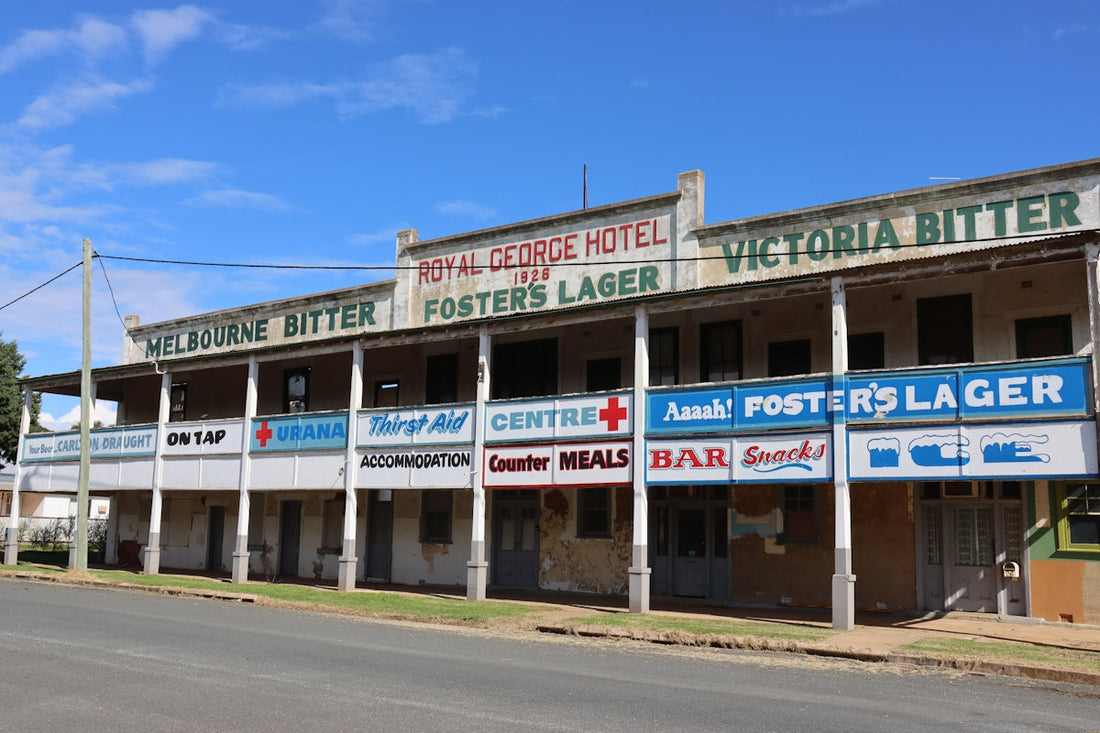 a building with signs on it