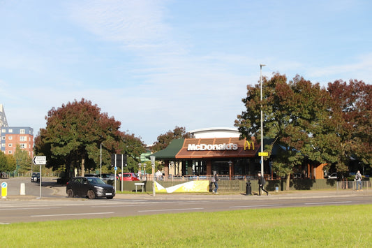 a car parked in front of a building