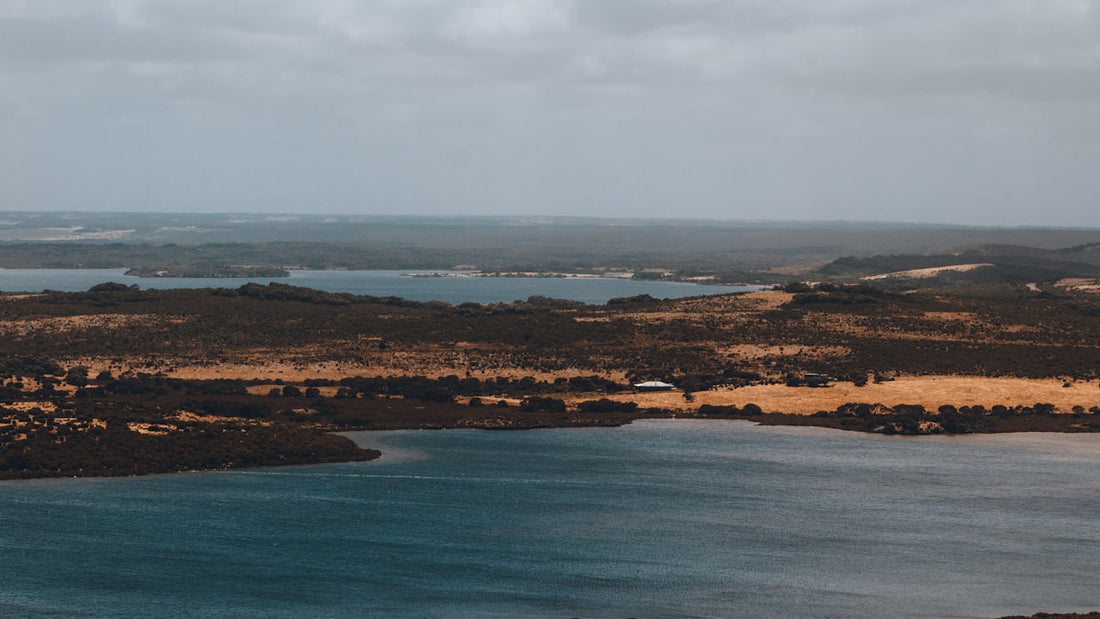 a large body of water surrounded by land