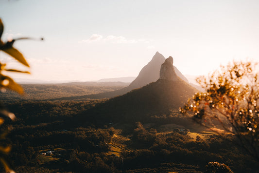 A view of a mountain in the distance