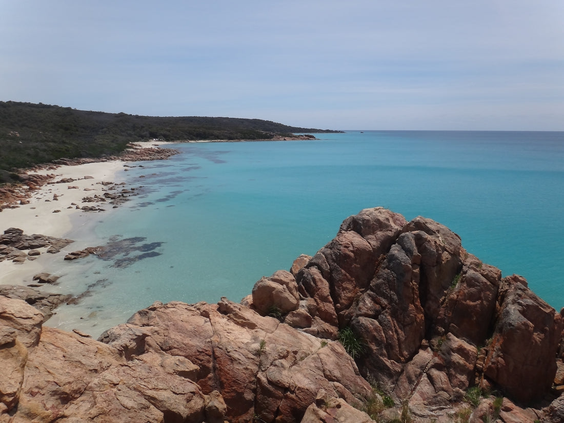 A view of a beach from a high point of view
