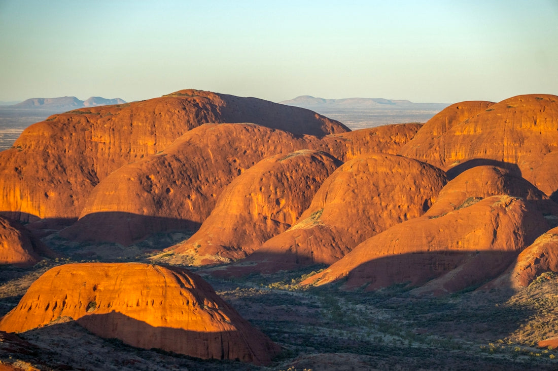 Orange rock formations under a clear sky
